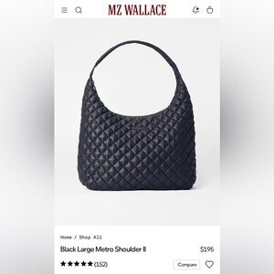 MZ Wallace black large metro shoulder II Quilted Hobo Bag